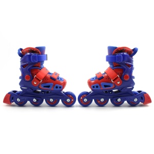 Set role reglabile copii si echipament protectie, roti silicon, marime ajustabila 29-33, Albastru