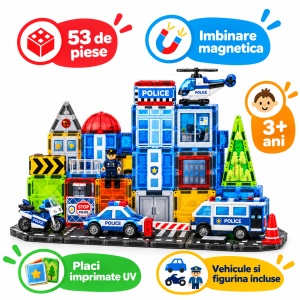 Set STEM cu piese magnetice de construit - Sectia de Politie - 54 piese - Img 5