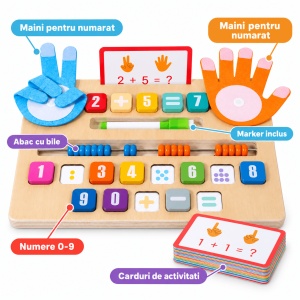Tablita multifunctionala din lemn, matematica si desen, cu abac si accesorii - Img 3