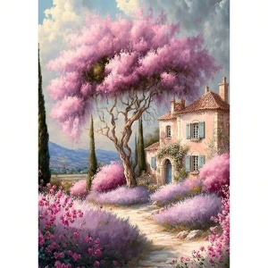 Tablou pictura cu diamante, Casa din vis, Goblen 5D, rama din lemn, 40 x 50 cm, GM10015