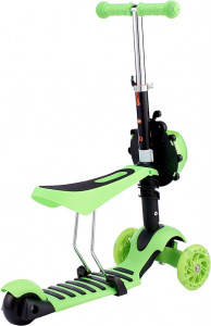 Trotineta 3 in 1 buburuza cu 3 roti din silicon si scaunel, Verde