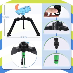 Tun cu apa si trepied pentru copii - Super WaterGun - Albastru