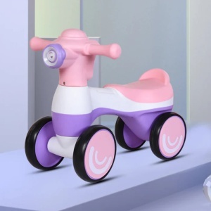 Bicicleta fara pedale, baloane de sapun, 4 roti, sunete, roz