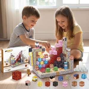 Blocuri magnetice de constructie 3D tip Minecraft, 2 cm - 133 piese - Bedrock - Img 7