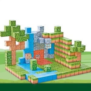 Blocuri magnetice de constructie 3D tip Minecraft, 2 cm - 275 piese