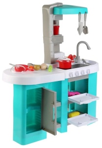 Bucatarie mare cu accesorii incluse pentru copii, Happy Kitchen, Turcoaz