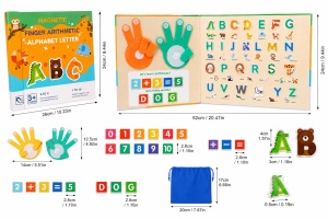 Carte educativa multifunctionala cu numarare pe degete, litere si puzzle magnetic, 53 piese - Img 5