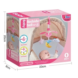 Carusel mecanic mobil pentru patut sau carucior, Bedside bell, Roz