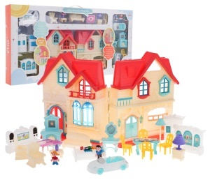 Casa de papusi din plastic cu etaj si mobilier pentru copii