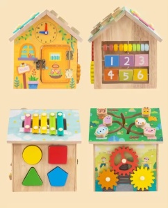 Casuta educativa din lemn 8 in 1 cu activitati Montessori - Img 3