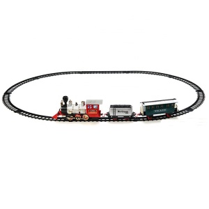 Circuit tren electric cu fum, sunete si lumini, 345 cm, 13 piese