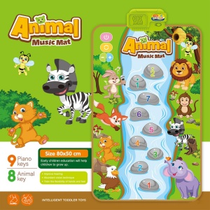 Covoras muzical interactiv cu 17 melodii si sunete, cifre si animale, 80x50 cm