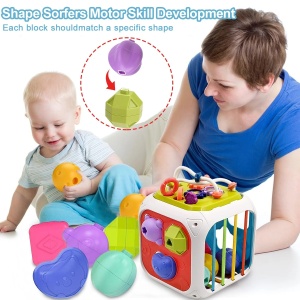 Cub interactiv 7 in 1 cu activitati pentru bebelusi, Shape Box