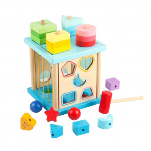Cub Motessori cu 4 activitati si forme geometrice