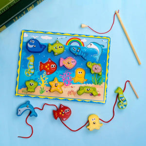 Joc de motricitate 3 in 1, pescuit, snuruit si sortare, Ocean