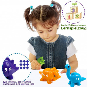 Joc de numarat si asociere cifre, recipient depozitare, Dinozauri, 20 piese, Cifre