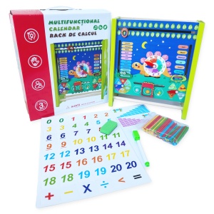 Joc educativ 3 in 1 in limba romana, caledar cu tablita si abac
