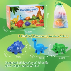 Joc educativ de asociere cu dinozauri, 26 piese, cifre