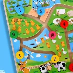 Joc educativ labirint din lemn, Animalute si cifre