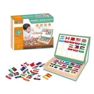 Joc magnetic educativ cu steaguri din 45 de tari