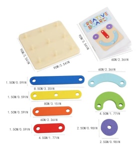 Joc Montessori geoboard din lemn cu 3 coloane - Img 4