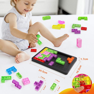 Joc tetris 2 in 1 puzzle pop-it, 24 piese din silicon, Multicolor