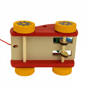 Jucarie Interactiva De Tras Din Lemn Cu Sfoara Ursulet