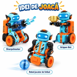 Kit robot programabil Kyanio 3 in 1, cu telecomanda, 220 de piese si pana la 64 de comenzi - Img 5