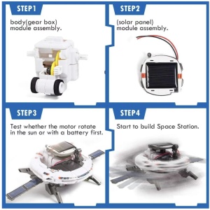 Kit STEM 6 in 1 de constructie, alimentare cu energie solara, vehicule spatiale