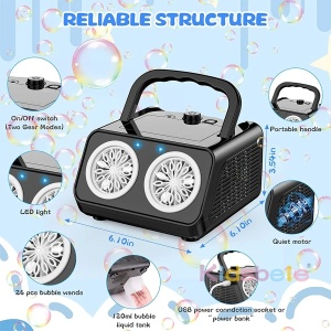 Masina automata de facut baloane de sapun, lumini led, 2 ventilatoare, 20000+/min