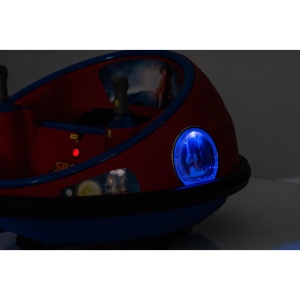 Masinuta electrica bumper car cu lumini, centura de siguranta, 2 controllere, telecomanda, Bluetooth, 1-6 ani, nava spatiala, rosu - Img 2