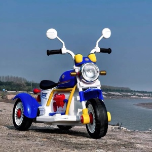 Motocicleta electrica pentru copii cu 3 roti, lumini LED, muzica, Bluetooth si USB, 6V, albastru - Img 4