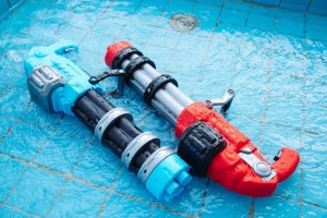 Pistol cu apa electric, 1000 ml, 58 cm - Gatling Water Gun - Rosu