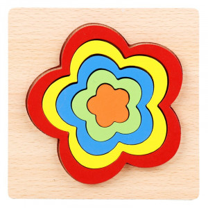 Puzzle din Lemn cu forme geometrice, Curcubeu