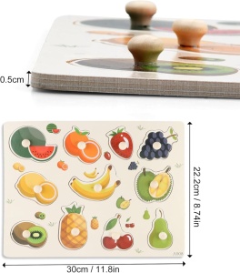 Puzzle incastru cu maner si imagine de asociere - Fructe - Img 3