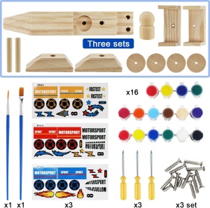 Set 3 masinute DIY de asamblat si pictat - F1 