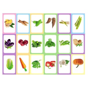 Set 36 carduri cognitive invatare legume in limba engleza