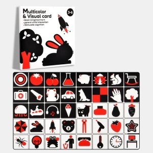 Set 40 imagini stimulare vedere bebelusi - contraste alb/negru/rosu - 3-6 luni