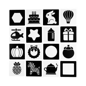 Set 40 imagini stimulare vizuala si cognitiva bebelusi, carduri alb-negru, 1-3 luni, Iepuras