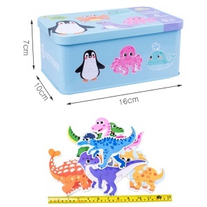 Set 6 puzzle cu piese mari in cutie metalica