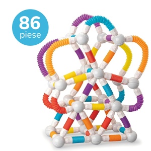 Set constructie magnetic flexibil 3D STEM cu tuburi si bile – 86 piese
