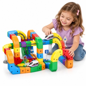 Set constructie tren cu circuit magnetic 3D - 123 piese - Img 4