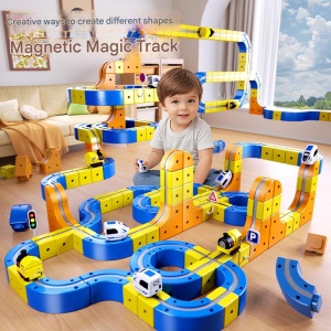 Set constructie tren cu circuit magnetic 3D - 150 piese