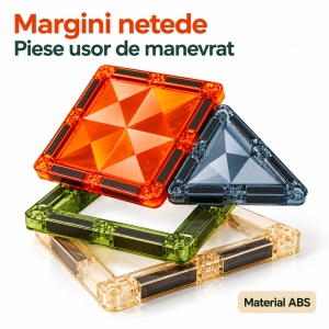 Set constructii magnetice, piese translucide in culori naturale, Onshine – 50 piese - Img 6