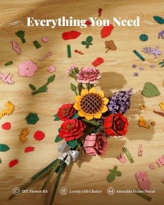 Set creativ DIY floare decorativa din lemn pentru asamblare si pictura, 88 piese - Floarea soarelui - Img 6