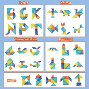Set de constructii magnetic tangram cu 7 piese - Img 4