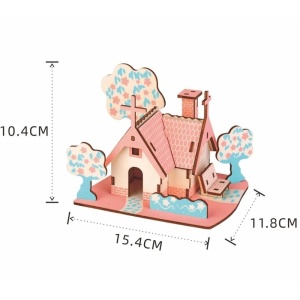 Set de construit din lemn, macheta, copii si adulti, 31 piese, American cottage