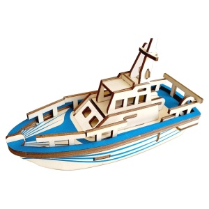 Set de construit din lemn, macheta, copii si adulti, 33 piese, Barca, 8+ ani