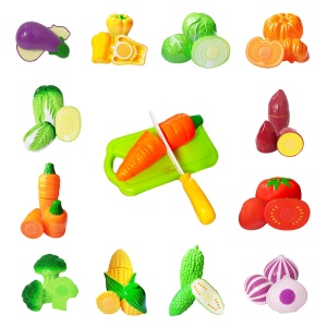 Set de joaca de feliat din plastic, 15 piese, Legume