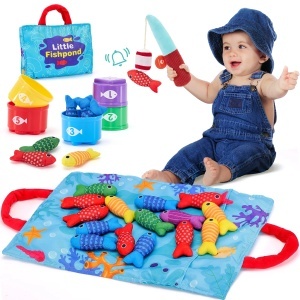 Set de pescuit si sortare culori, material textil, 22 piese